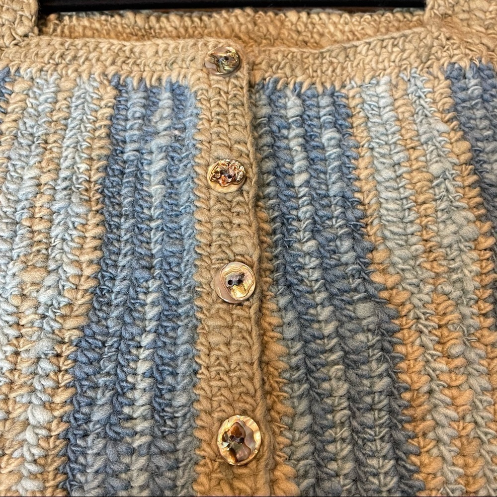 Crochet Button front Handmade Cropped Top w/ Abalone Buttons - Picture 10 of 13